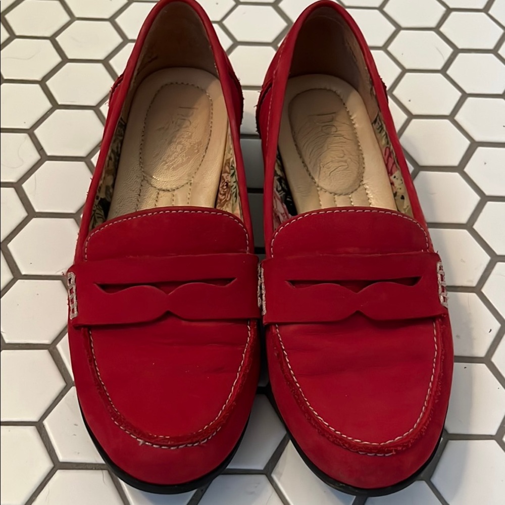 Hotter Red Suede Loafers